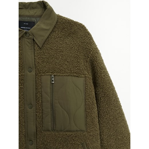 Kurtka koszulowa oversize z futerkiem teddy khaki - Khaki House XS/S House