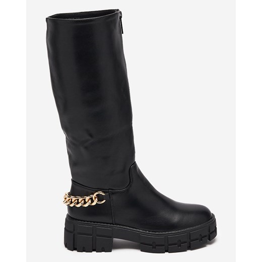 Czarne damskie nieocieplane eko-skórzane kozaki Verola - Obuwie Royalfashion.pl 39 royalfashion.pl