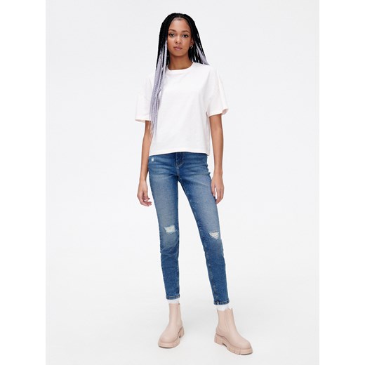 Cropp - Jeansy skinny z wysokim stanem - niebieski ze sklepu Cropp w kategorii Jeansy damskie - zdjęcie 144361331