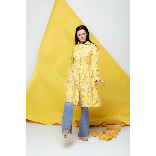 Wodoodporny żółty płaszcz z kapturem dla kobiet | Wild Rose (M, Żółty) Rainsisters S Sasski