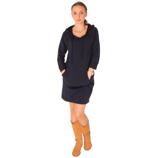 Granatowa sukienka dresowa z kapturem moodify-pl czarny design