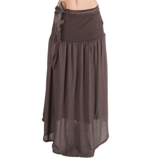 Brązowa spódnica z kieszeniami długa moodify-pl szary bawełniane
