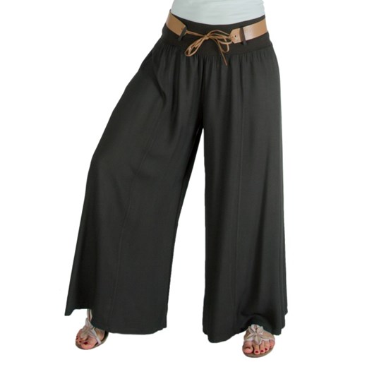 Szerokie czarne spodnie z paskiem moodify-pl czarny design