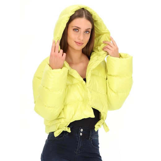 Puchowa limonkowa kurtka z kapturem Biba Cina Biba Uniwersalny Eye For Fashion