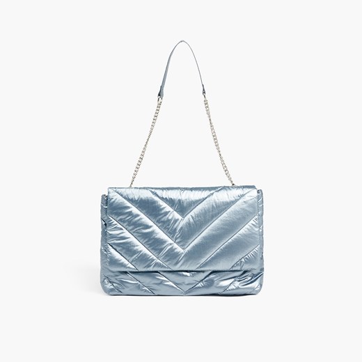 Cropp - Pikowana torebka z metalicznym połyskiem - Niebieski Cropp Uniwersalny promocja Cropp
