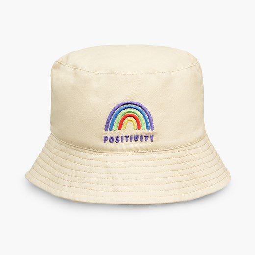 Cropp - Kapelusz bucket hat z haftem - Beżowy Cropp Uniwersalny okazja Cropp