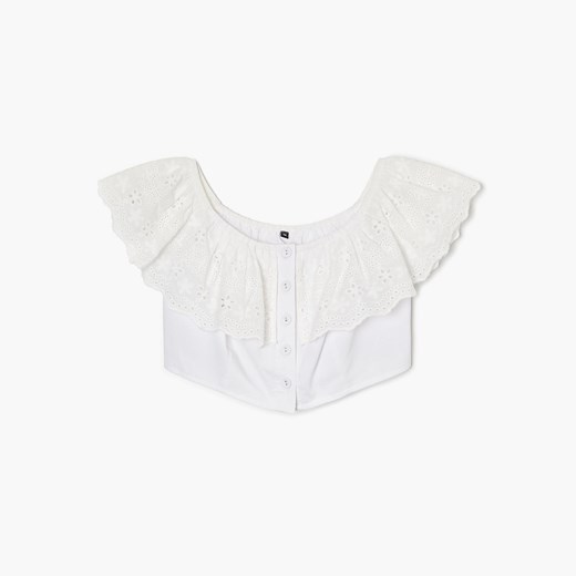 Cropp - Biały crop top - Biały Cropp L promocyjna cena Cropp