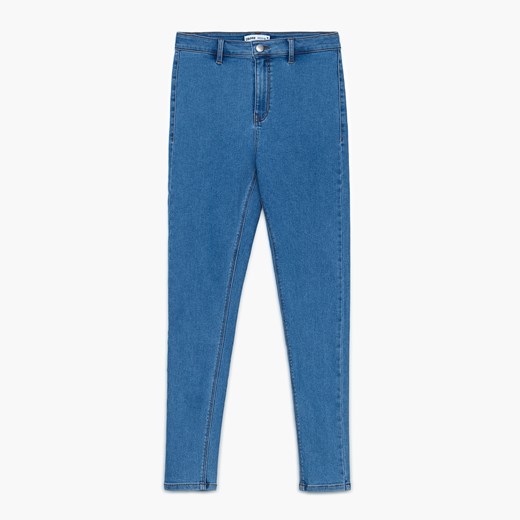 Cropp - Jasnoniebieskie jeansy skinny z wysokim stanem - Niebieski Cropp 36 Cropp