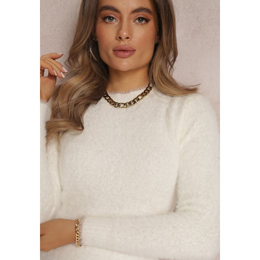 Biały Sweter z Wełną z Alpaki Paffo Renee M okazyjna cena Renee odzież