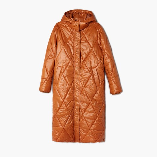 Cropp - Pikowany płaszcz - Pomarańczowy Cropp XL Cropp