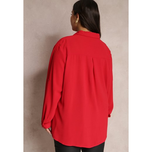 Czerwona Bluzka z Kołnierzykiem Katene Renee XL promocja Renee odzież