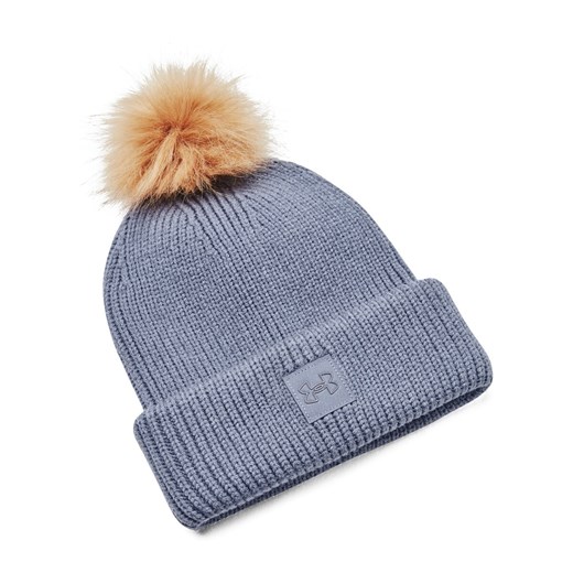 Damska czapka zimowa UNDER ARMOUR UA Halftime Ribbed Pom - szara ze sklepu Sportstylestory.com w kategorii Czapki zimowe damskie - zdjęcie 144543672