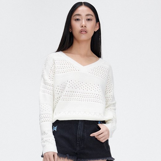 Cropp - Biały sweter oversize - Biały Cropp M Cropp