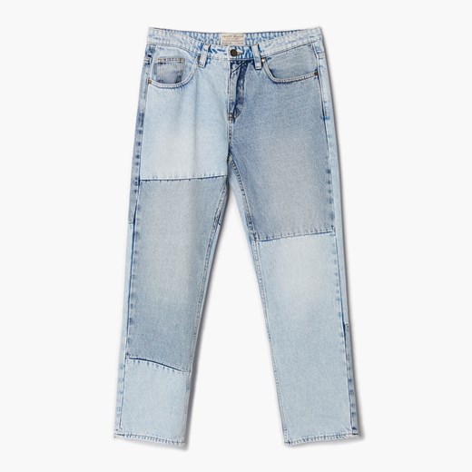Cropp - Patchworkowe jeansy - Niebieski Cropp 32/34 Cropp