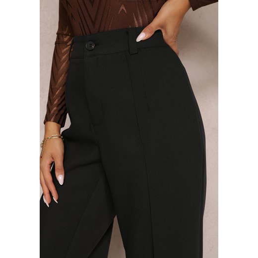 Czarne Spodnie Szerokie z Zakładkami Findid Renee L promocja Renee odzież