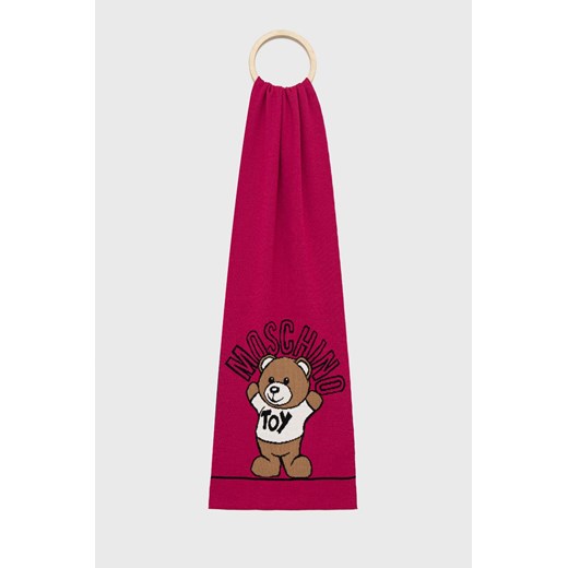 Moschino szalik wełniany kolor różowy gładki Moschino ONE ANSWEAR.com
