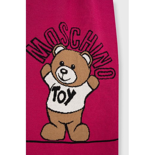 Moschino szalik wełniany kolor różowy gładki Moschino ONE ANSWEAR.com