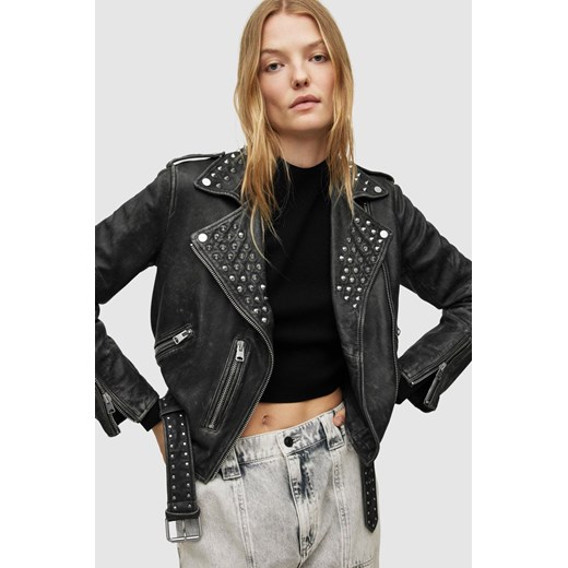 AllSaints ramoneska skórzana damska kolor czarny przejściowa 34 ANSWEAR.com
