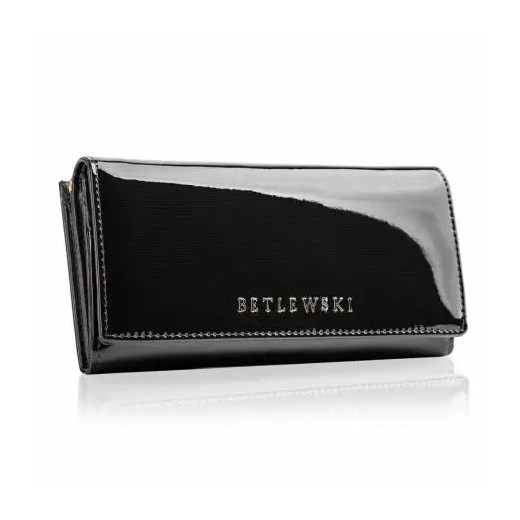 Czarny duży portfel damski skórzany lakierowany rfid - betlewski GENTLE-MAN