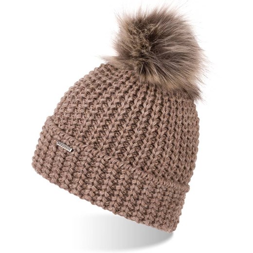 Ciepła czapka zimowa z pomponem brødrene cz21 beżowa  Brødrene