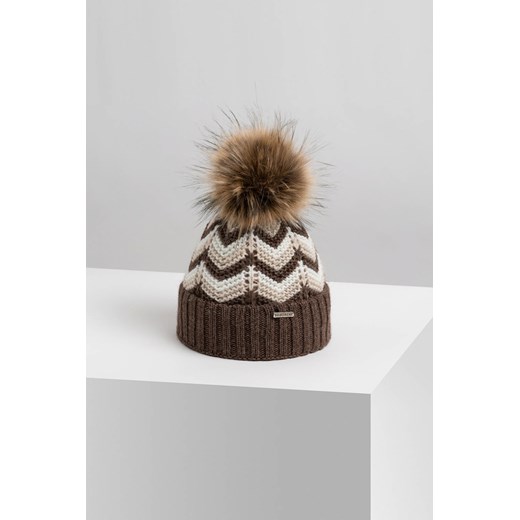 Czapka damska czekoladowa z pomponem brødrene cz30 Brødrene