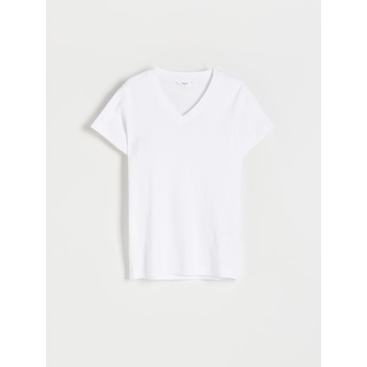 Reserved - PREMIUM T-shirt z bawełny organicznej - Biały Reserved XL Reserved