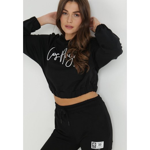 Czarna Bluza Krótka z Kapturem Lamaara L promocyjna cena Born2be Odzież