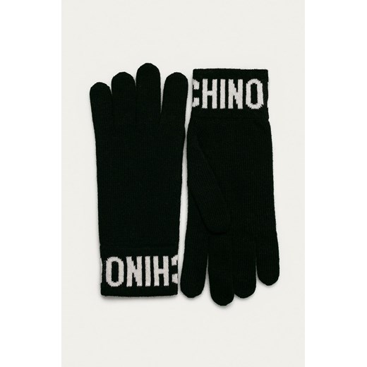Moschino Rękawiczki damskie kolor czarny ze sklepu ANSWEAR.com w kategorii Rękawiczki damskie - zdjęcie 144731800