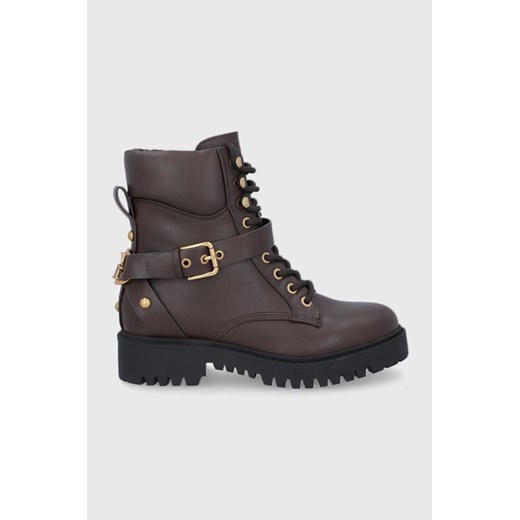 Guess Workery damskie kolor brązowy na płaskim obcasie Guess 37 okazja ANSWEAR.com