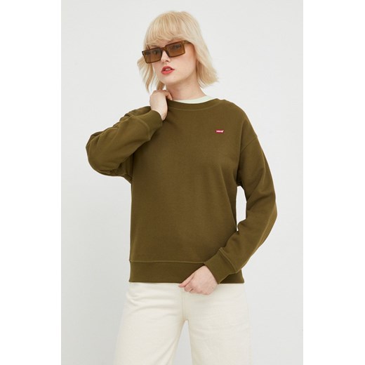 Levi's bluza bawełniana damska kolor zielony gładka M wyprzedaż ANSWEAR.com