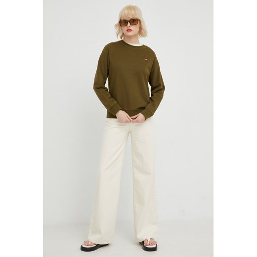 Levi's bluza bawełniana damska kolor zielony gładka M okazyjna cena ANSWEAR.com