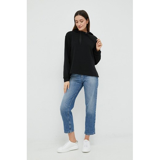 Sisley bluza damska kolor czarny z kapturem gładka Sisley L ANSWEAR.com