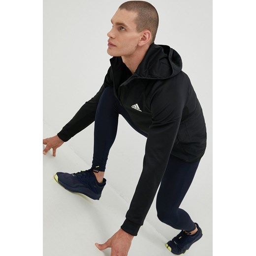 adidas Performance bluza treningowa kolor czarny z kapturem gładka ze sklepu ANSWEAR.com w kategorii Bluzy męskie - zdjęcie 144743991