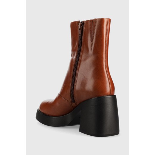 Vagabond botki skórzane Brooke damskie kolor brązowy na słupku Vagabond 41 ANSWEAR.com