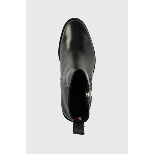 Tommy Hilfiger botki skórzane Zip High Heel Boot damskie kolor czarny na słupku Tommy Hilfiger 38 ANSWEAR.com