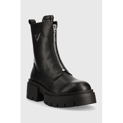 Guess botki Leila damskie kolor czarny na platformie Guess 35 ANSWEAR.com