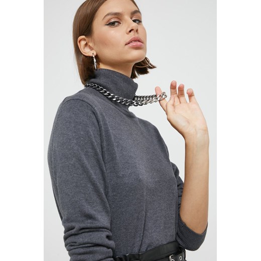 Tom Tailor sweter damski kolor szary lekki z golfem Tom Tailor M ANSWEAR.com