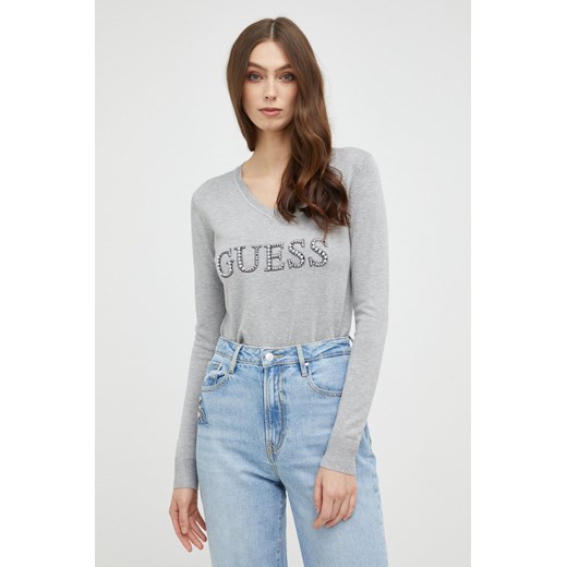 Guess sweter damski kolor szary lekki Guess XS ANSWEAR.com