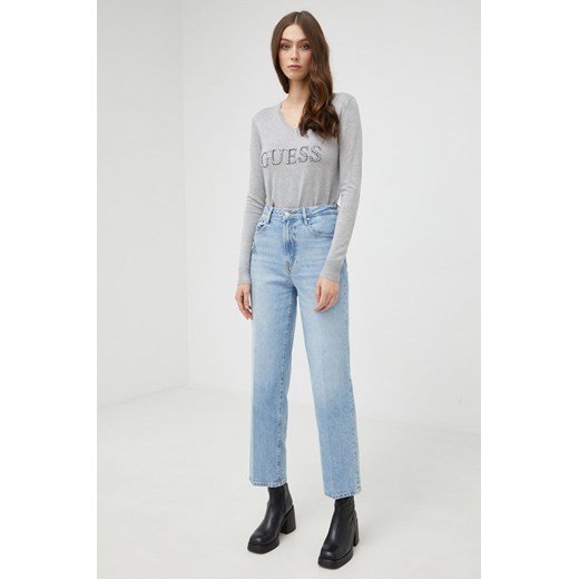 Guess sweter damski kolor szary lekki Guess M ANSWEAR.com