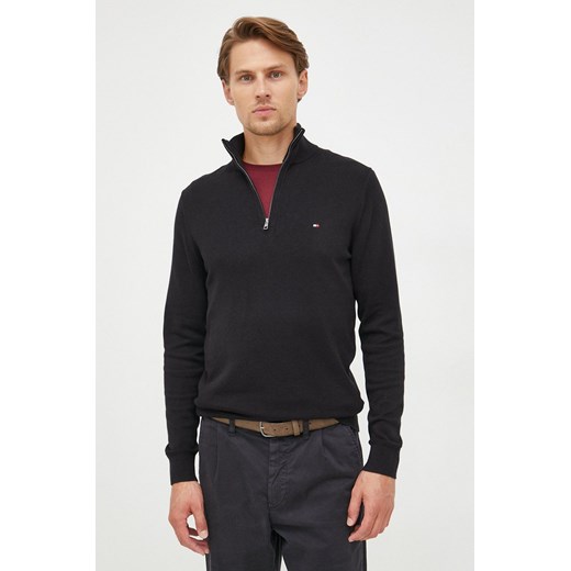 Tommy Hilfiger sweter z domieszką kaszmiru męski kolor czarny lekki z półgolfem Tommy Hilfiger L ANSWEAR.com