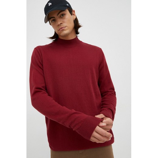 Wrangler sweter z domieszką wełny męski kolor czerwony lekki Wrangler M ANSWEAR.com
