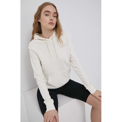 Puma bluza 848332 damska kolor biały z kapturem z aplikacją Puma XS okazja ANSWEAR.com