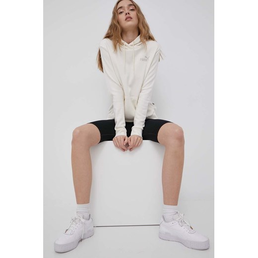 Puma bluza 848332 damska kolor biały z kapturem z aplikacją Puma L ANSWEAR.com promocyjna cena