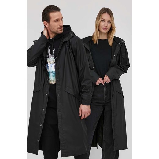 Rains kurtka 18360 Longer Jacket kolor czarny przejściowa 18360.01-Black ze sklepu ANSWEAR.com w kategorii Kurtki damskie - zdjęcie 144773490