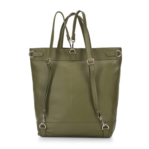 Shopper bag WITTCHEN zielona w stylu młodzieżowym skórzana duża bez dodatków