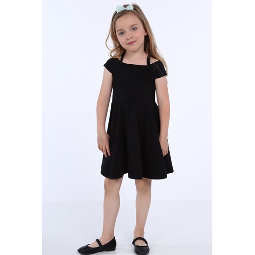 Sukienka dziewczęca na cienkich ramiączkach czarna NDZ8494 104 promocja fasardi.com