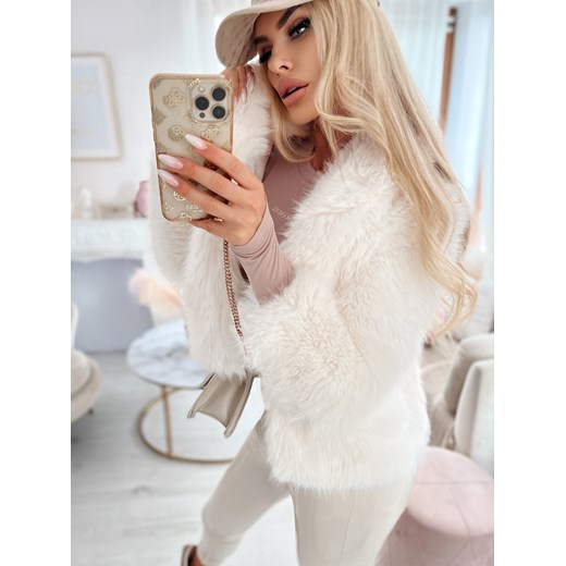 Kurtka futerko krótkie białe W333 L/40 Charlotte Fashion
