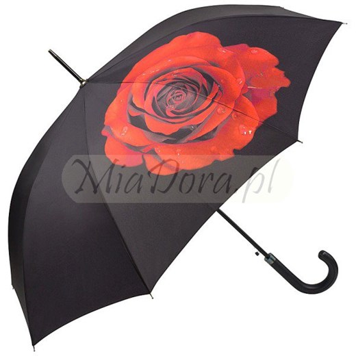 Róża - Parasol długi ze skórzaną rączką parasole-miadora-pl czarny długie