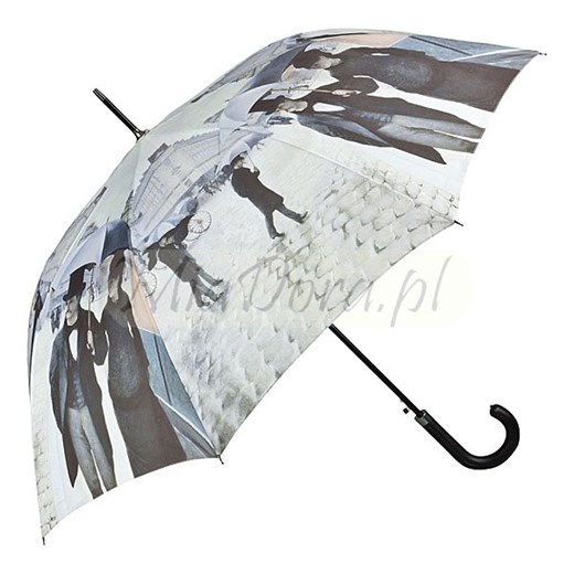 Paryż w deszczu - Parasol długi ze skórzaną rączką parasole-miadora-pl bialy długie