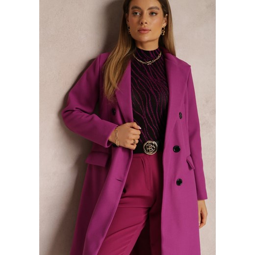 Fioletowy Płaszcz Dwurzędowy Aminirn Renee L Renee odzież promocyjna cena